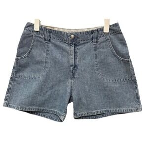 Y2K Levis Jean Shorts Womens Sz9/10 Blue Flap Pockets Vintage 2000s Denim Cotton